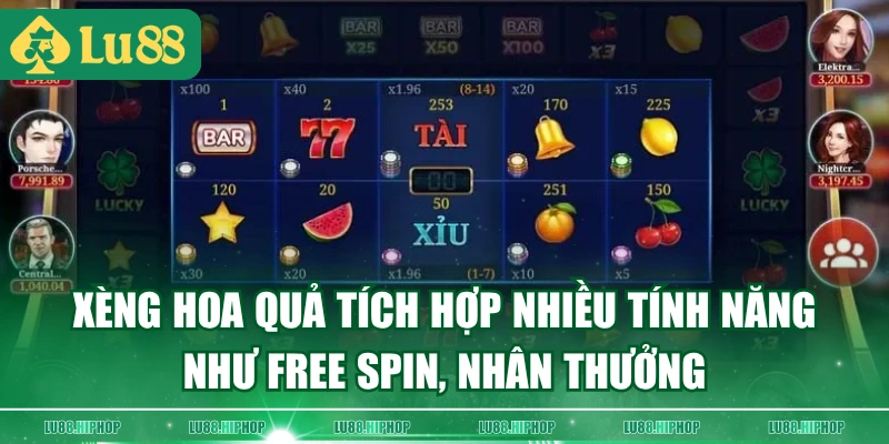 Xèng Hoa Quả tích hợp nhiều tính năng như Free Spin, nhân thưởng